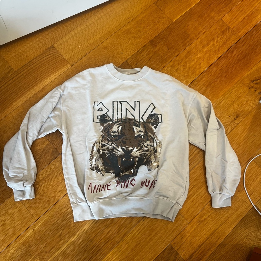 Anine Bing White Tiger Graphic Sweatshirt